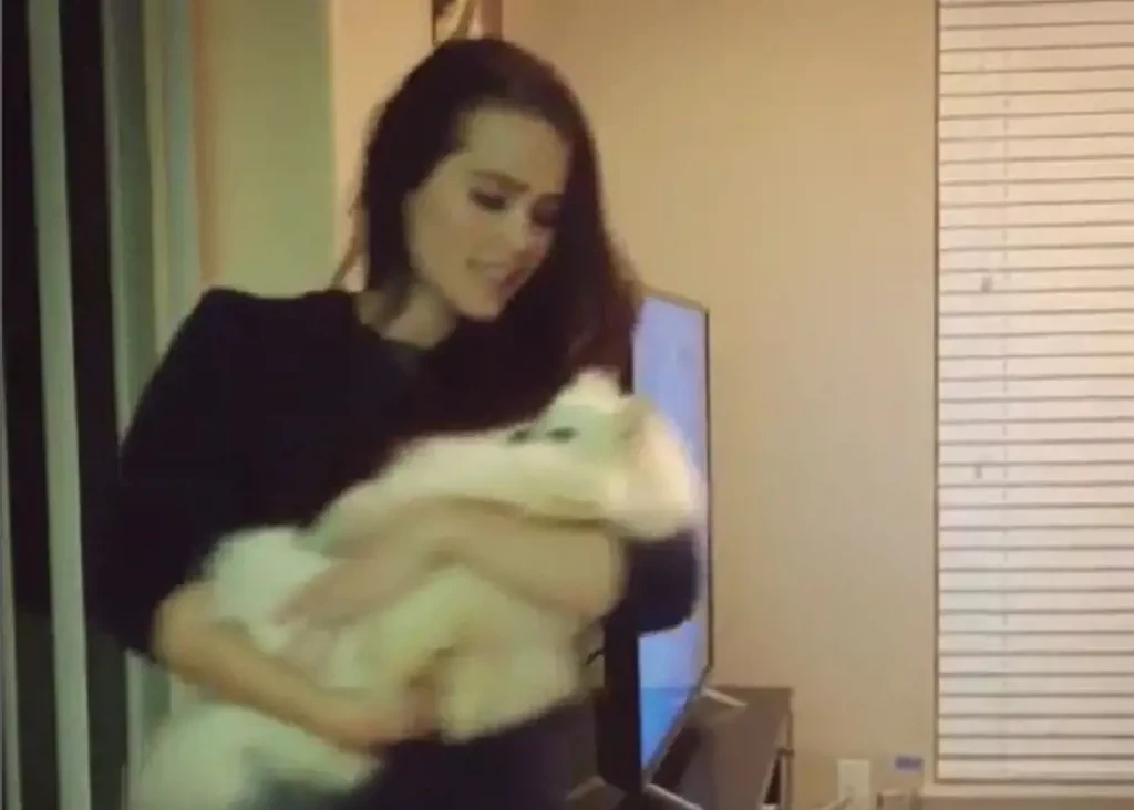 Waidhofer playing with her dog video posted on Instagram