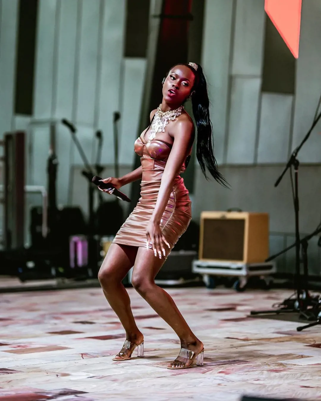 Singer Akosia performing in her show in Fed Square